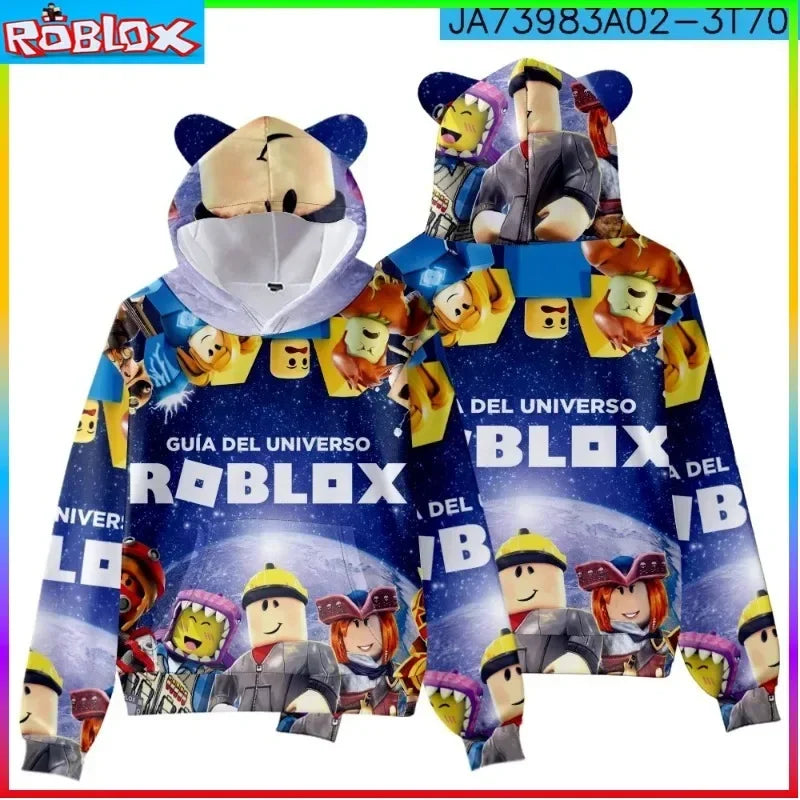 Roblox Cat Ear Hooded Sweatshirt for Kids - Front View, Winter 2024