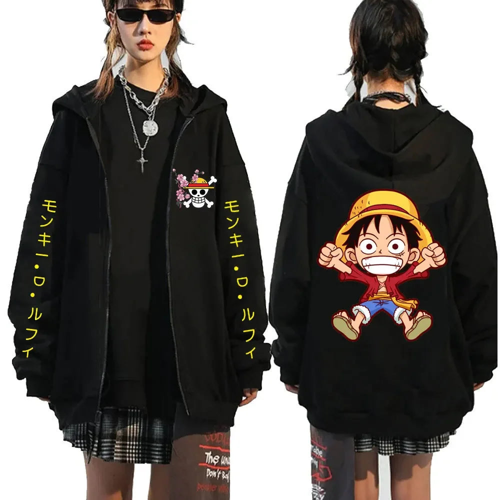 Full View: One Piece Graphic Hoodie. (Provides a general view while keeping key words)