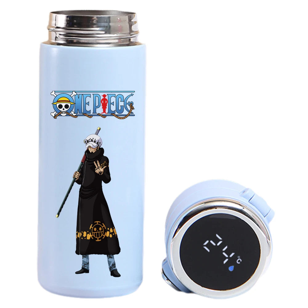 One Piece Luffy, Uta, Yamato thermos with digital temperature screen.