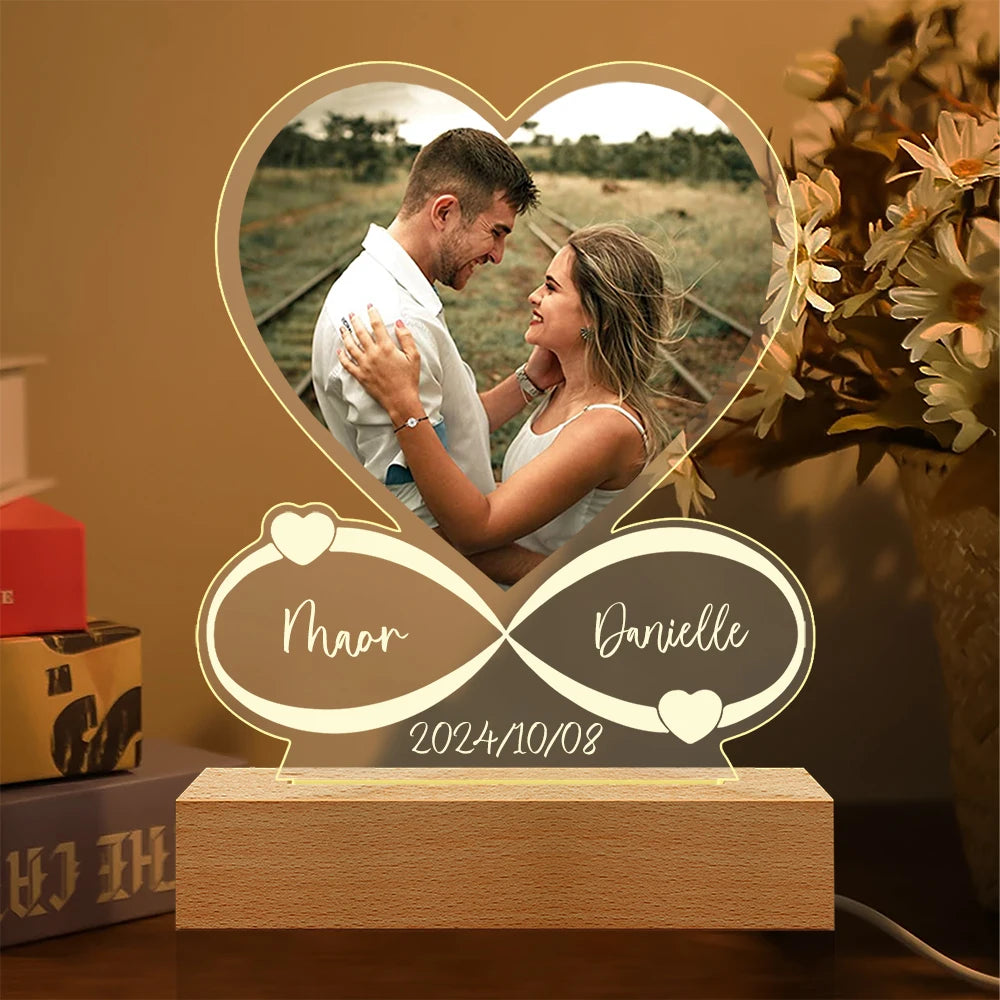 Personalized Valentine's Day Gift - Custom Photo Frame with LED for Couples