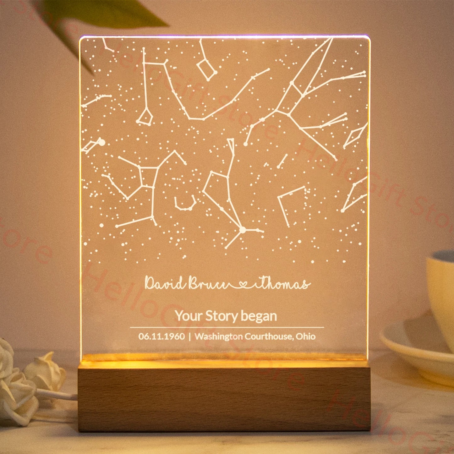 Personalized Constellation Lamp - Acrylic Night Light, Ideal Gift for Couples