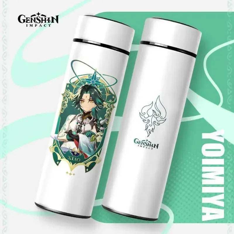 500ml Genshin Impact Vacuum Insulated Bottle Temperature Display Vacuum High Capacity Stainless Steel Thermos Cup Anime Gifts