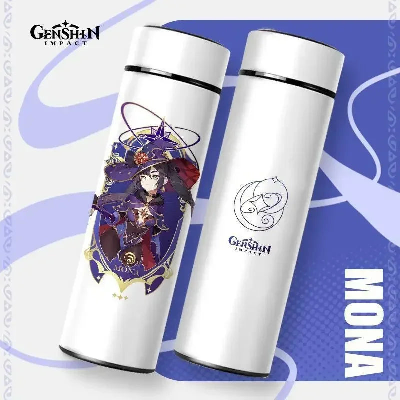 500ml Genshin Impact Vacuum Insulated Bottle Temperature Display Vacuum High Capacity Stainless Steel Thermos Cup Anime Gifts