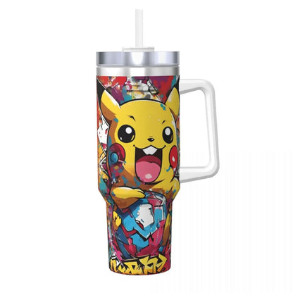 Pokémon Stainless Steel Tumbler | Insulated Water Bottle | Anime Cartoon Print | Cold Drinks & Coffee | Customizable Travel Mug