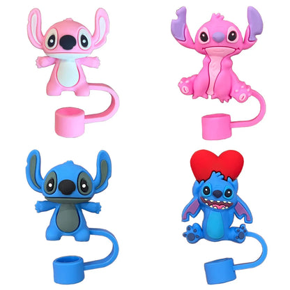 Stitch straw topper, blue character design, 10mm size.