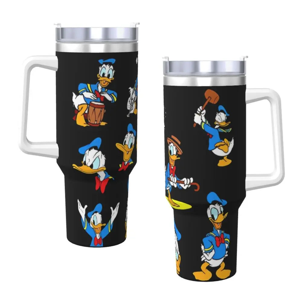 MINISO Donald Duck Stainless Steel Tumbler with Straw - 40oz Leakproof Insulated Water Bottle