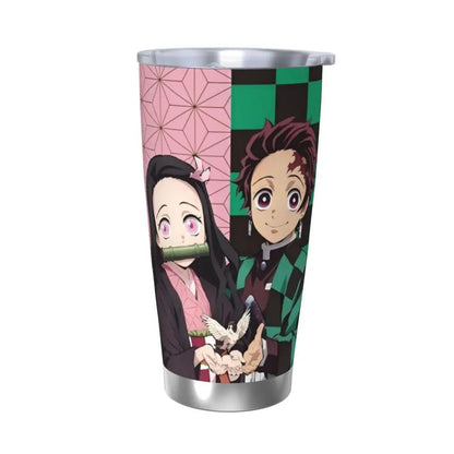 Demon Slayer Anime Nezuko & Tanjiro 20oz Vacuum Insulated Stainless Steel Tumbler - Keeps Drinks Cold & Hot