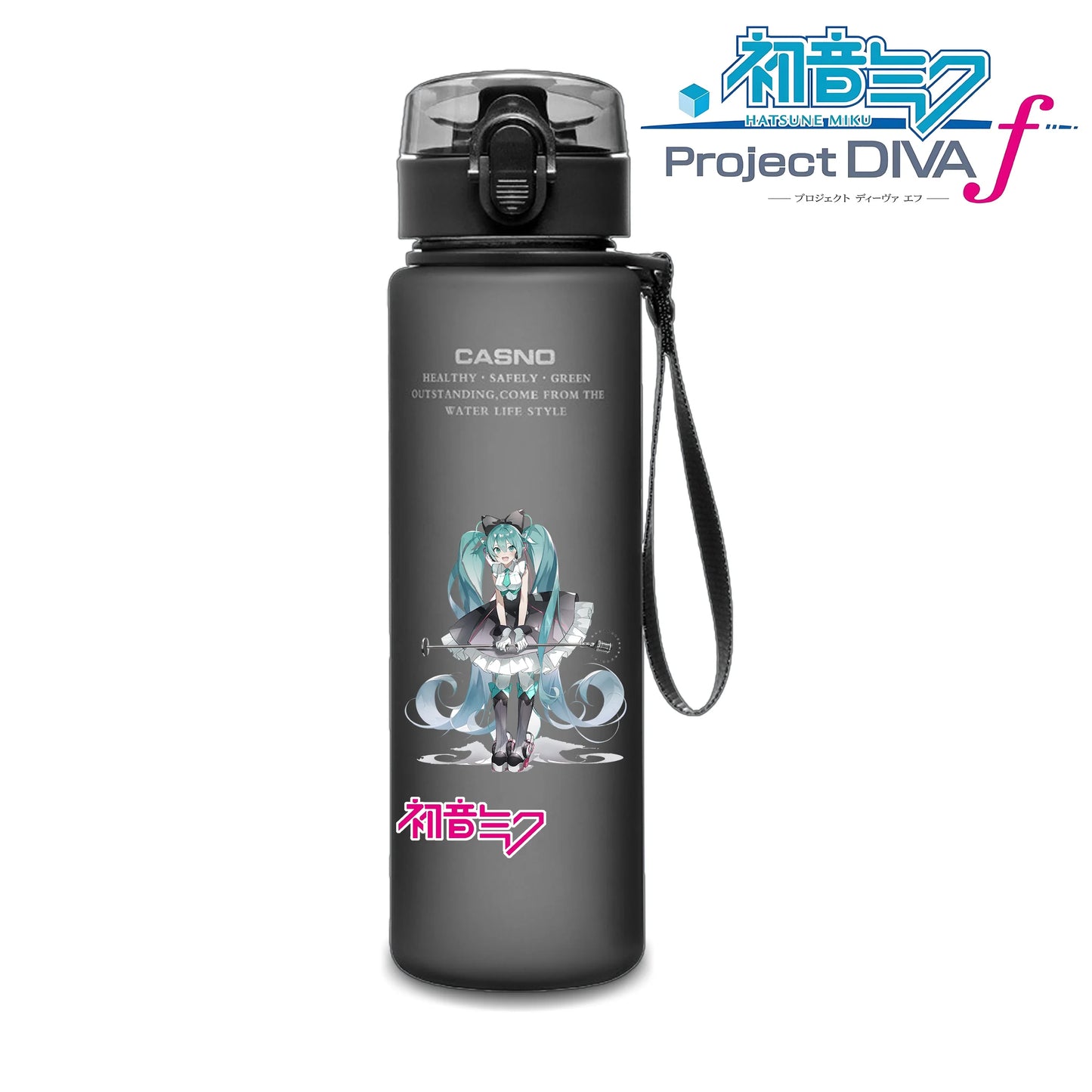 Miniso Hatsune Miku Water Bottle, Front View, Anime Girl Design