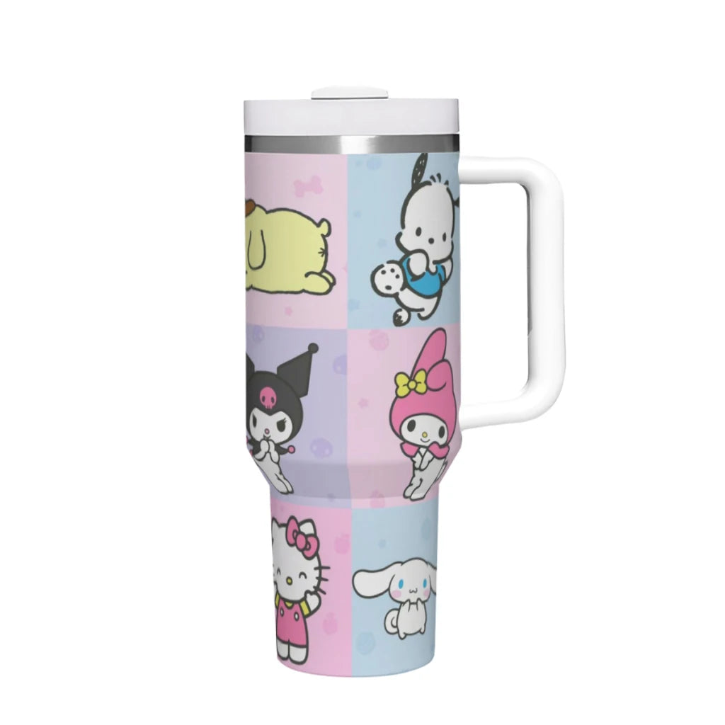 Sanrio Characters 40oz Stainless Steel Tumbler with Handle and Straw - Insulated and Leak-Proof