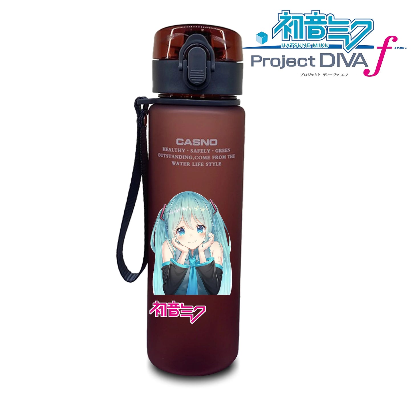 Hot selling Miniso Hatsune Miku cartoon anime large capacity portable plastic sports water bottle cute water bottle beautiful