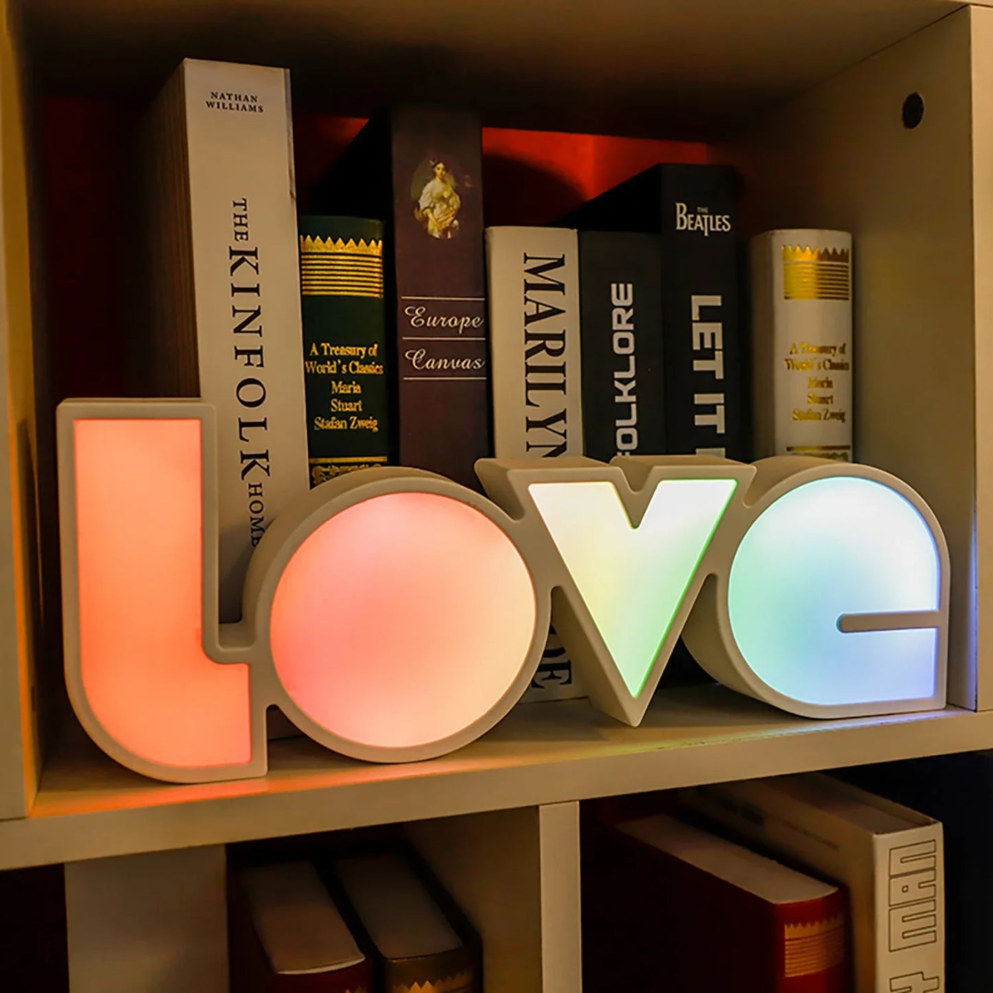 LED Neon Love Letters Lamp, battery operated, unlit, white base