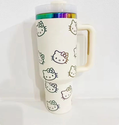 Hello Kitty Stainless Steel Tumbler with Straw - Christmas 2024, Side View