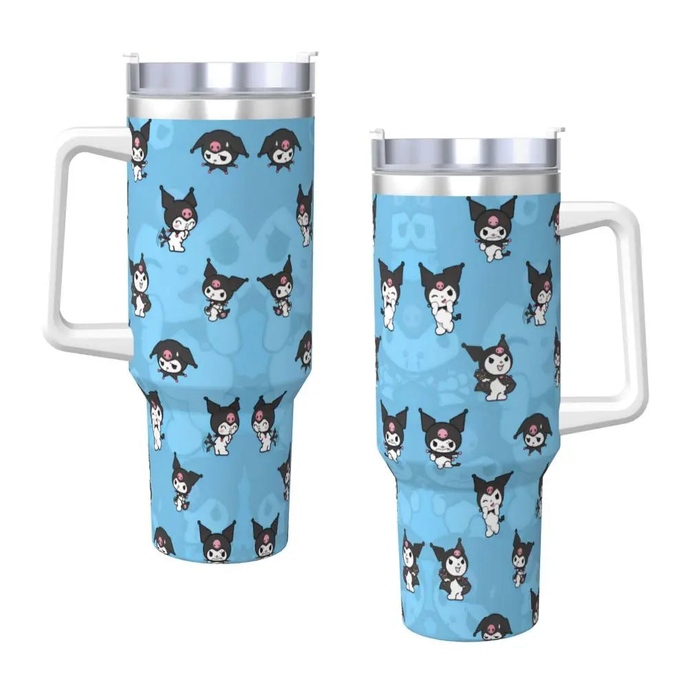 MINISO Kuromi Stainless Steel Tumbler | Sanrio Anime Insulated Travel Mug | Hot & Cold Drinks