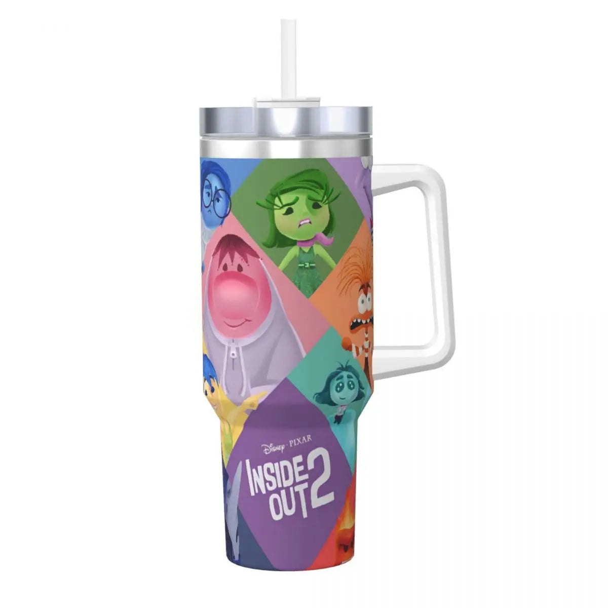 Stanley Tumbler Style MINISO Inside Out Cartoon Thermal Mug, Leakproof Stainless Steel Travel Water Bottle,Stanley Cup Inspired