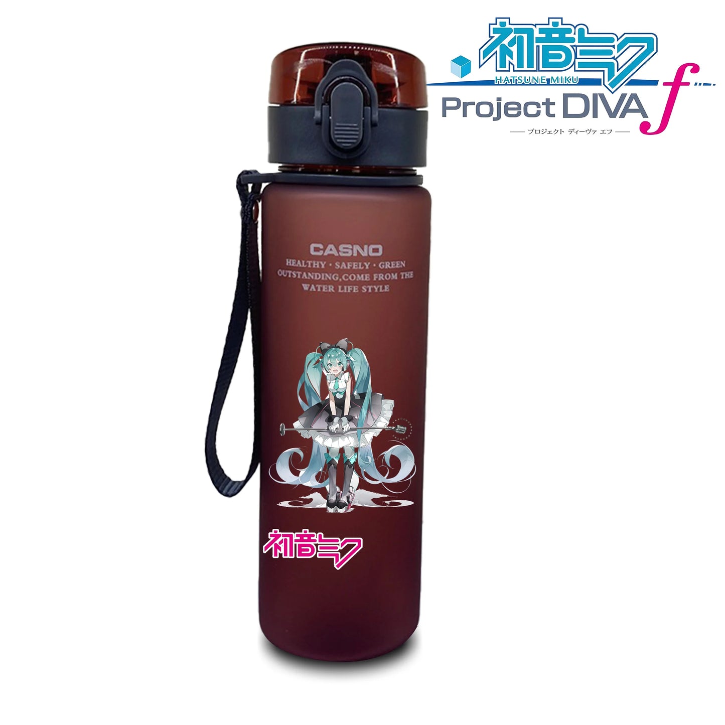 Hot selling Miniso Hatsune Miku cartoon anime large capacity portable plastic sports water bottle cute water bottle beautiful