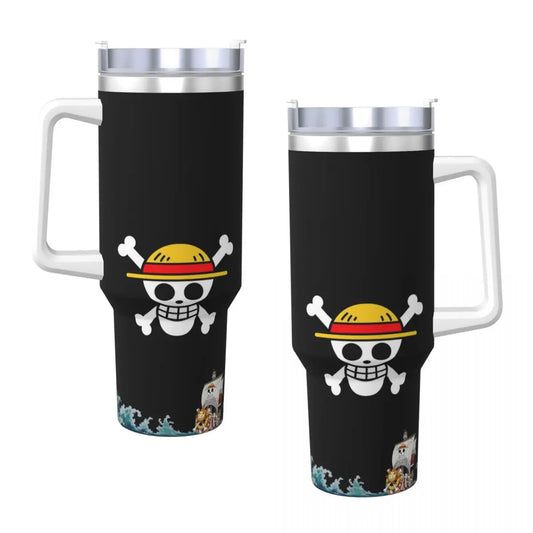 One Piece Anime Stainless Steel Tumbler, a Stanley Cup and Owala Tumbler alternative.