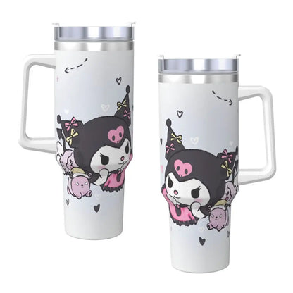 MINISO Kuromi Stainless Steel Tumbler | Sanrio Anime Insulated Travel Mug | Hot & Cold Drinks