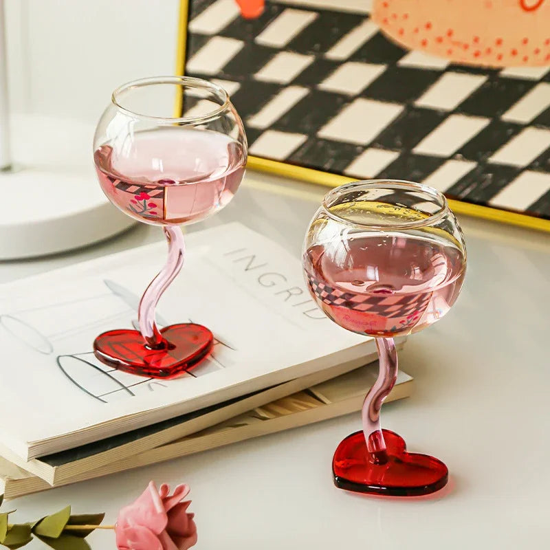 Pink heart-shaped champagne flute, perfect Valentine's Day gift.