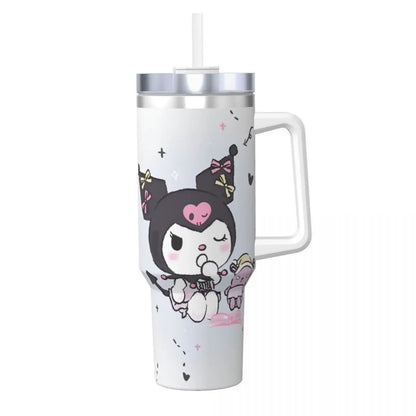 MINISO Kuromi Stainless Steel Tumbler | Sanrio Anime Insulated Travel Mug | Hot & Cold Drinks