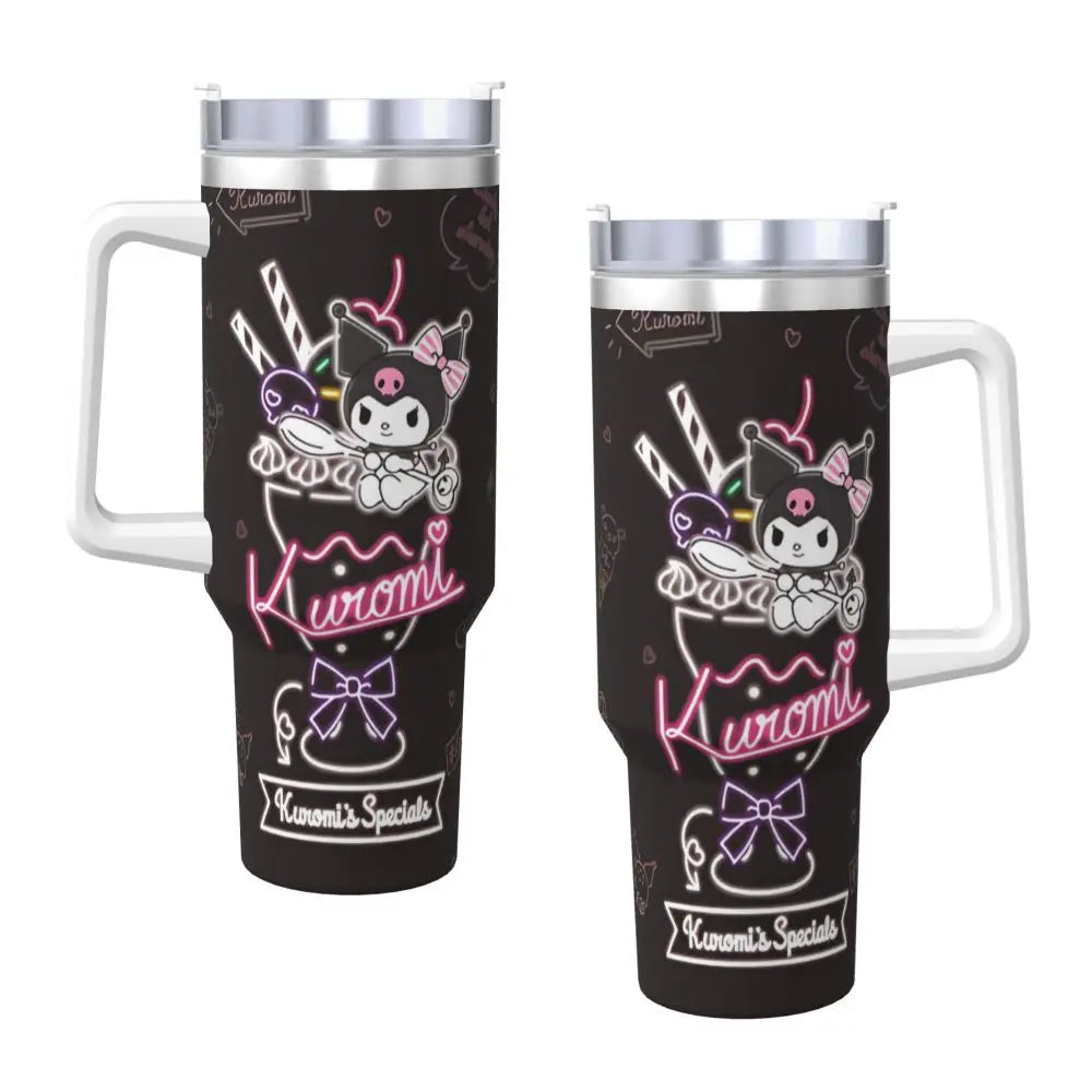 MINISO Kuromi Stainless Steel Tumbler | Sanrio Anime Insulated Travel Mug | Hot & Cold Drinks