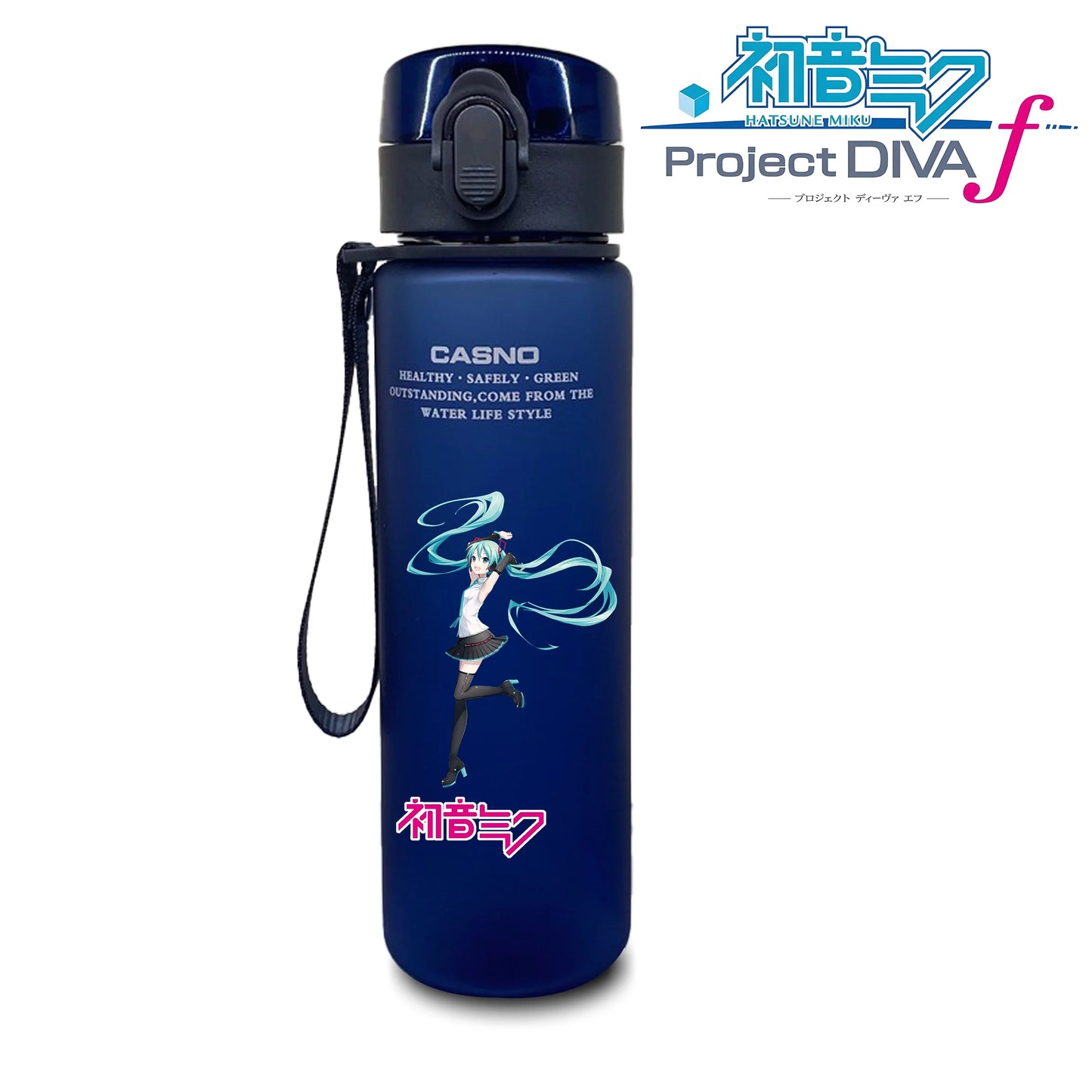 Hot selling Miniso Hatsune Miku cartoon anime large capacity portable plastic sports water bottle cute water bottle beautiful