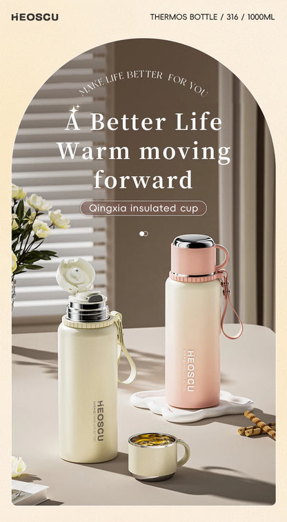 500ml Stainless Steel Thermal Bottle with Temperature Display, Tea Filter