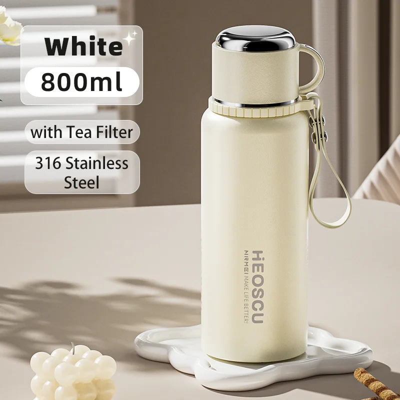 750ml Stainless Steel Thermal Bottle, Temperature Display, Tea Filter Included