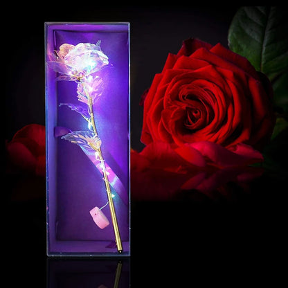 Gold Foil Rose with LED Lights: Boxed, ready-to-gift.