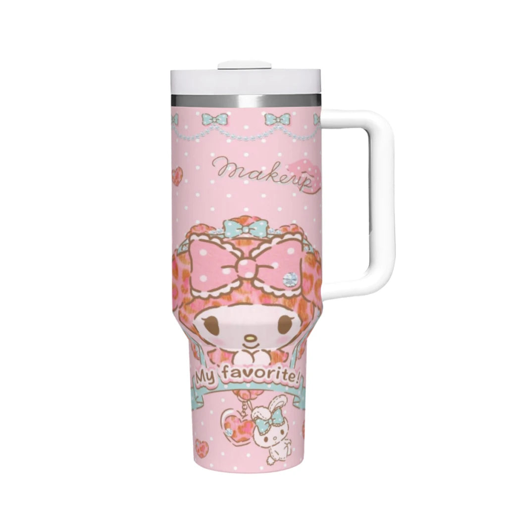 Sanrio Tumbler, 40oz, Pink, Lid and Straw Detail, Hello Kitty