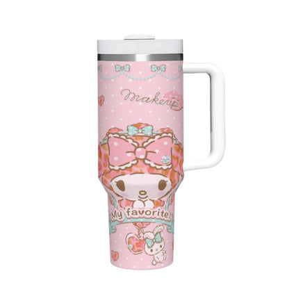 Sanrio Tumbler, 40oz, Pink, Lid and Straw Detail, Hello Kitty