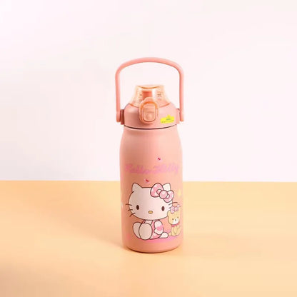 Hello Kitty Sanrio Y2K 1200ml thermos, pink, for school.