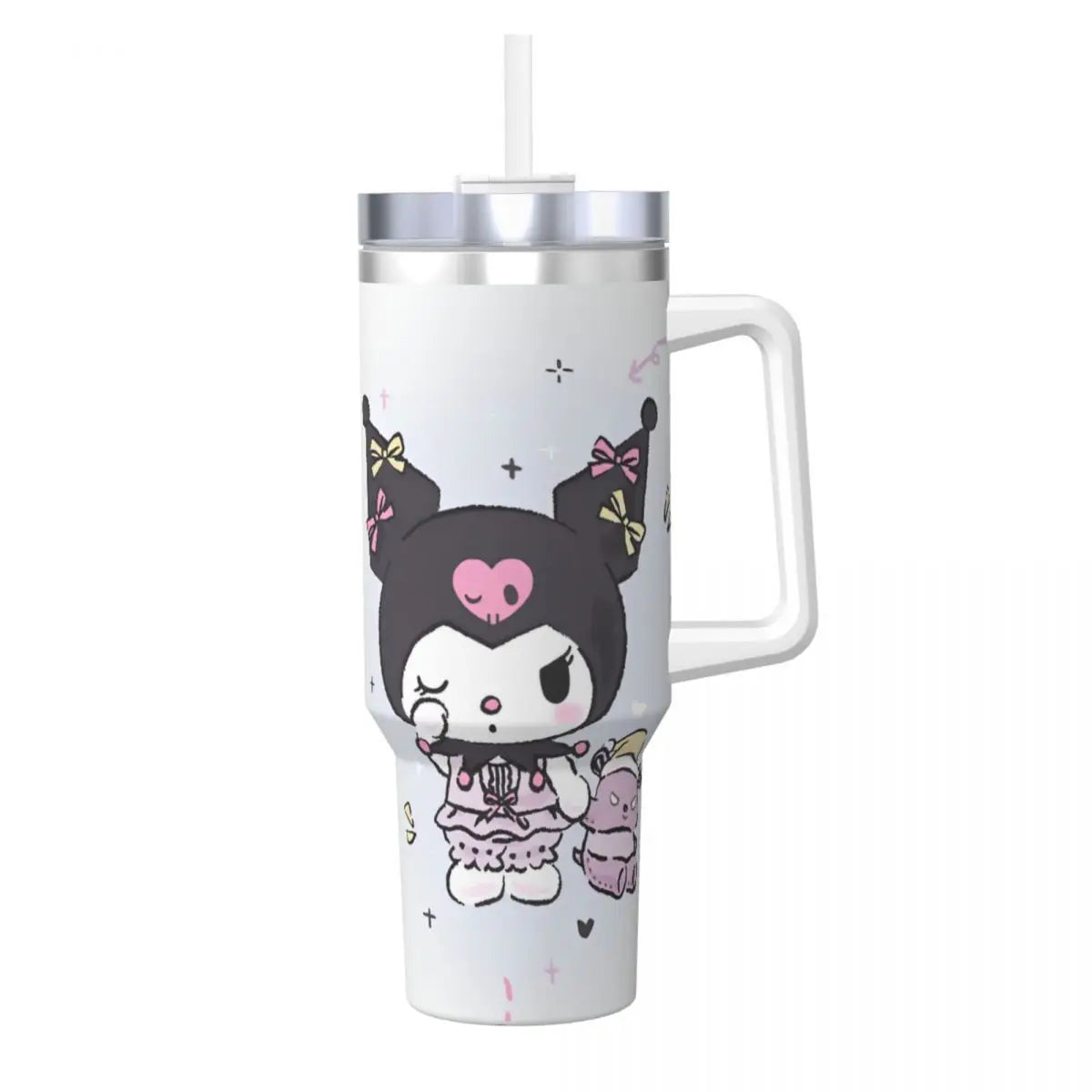 MINISO Kuromi Stainless Steel Tumbler | Sanrio Anime Insulated Travel Mug | Hot & Cold Drinks