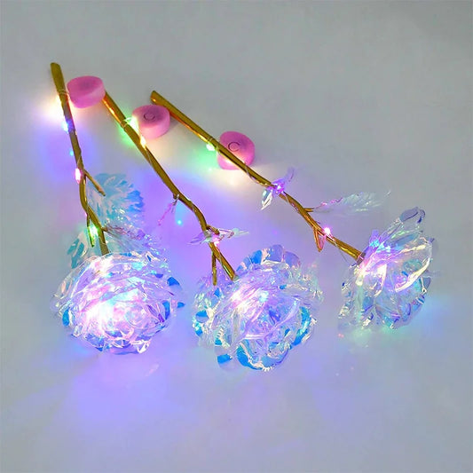 Beautiful Artificial Eternal Rose with Colorful LED Lights, Perfect for Valentine's Day or Wedding Gift