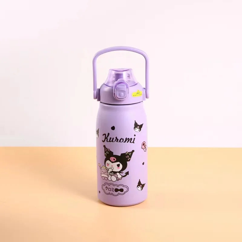 Sanrio Y2K Kuromi 1200ml thermos water bottle, back to school edition.