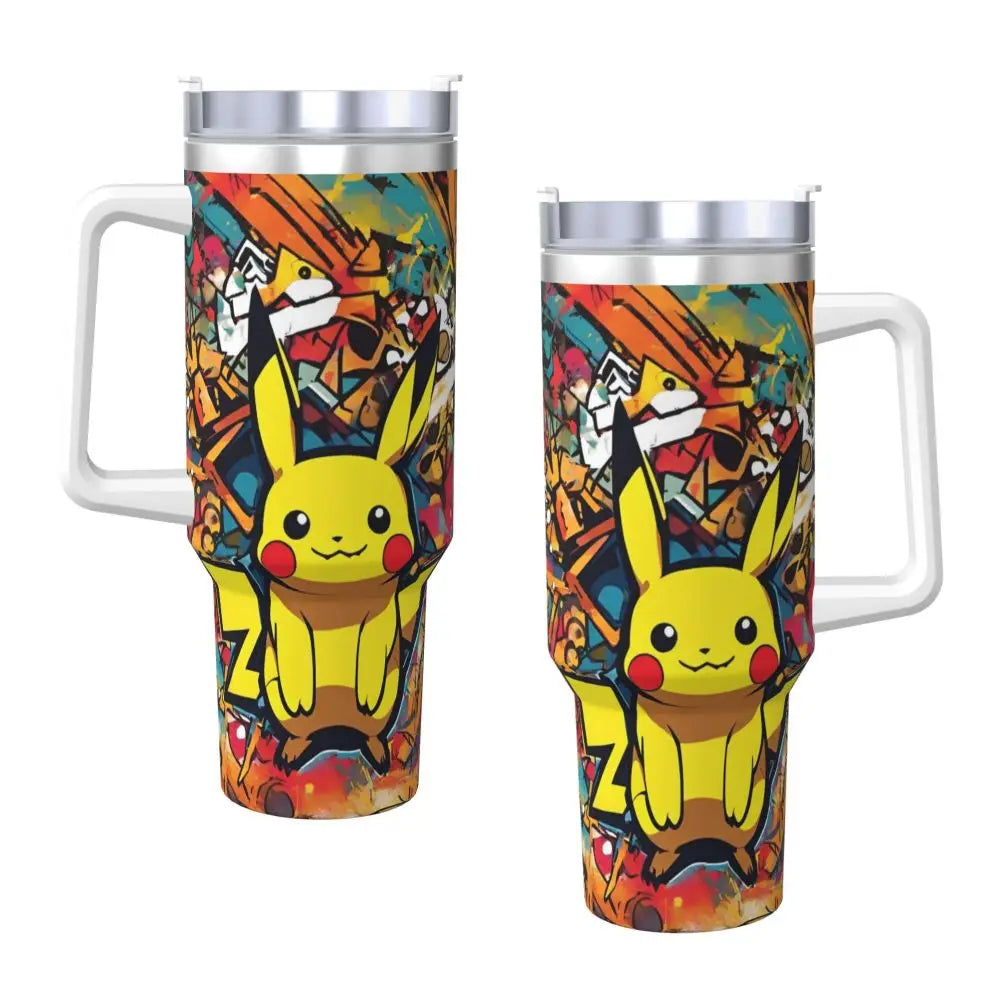 Pokémon Stainless Steel Tumbler | Insulated Water Bottle | Anime Cartoon Print | Cold Drinks & Coffee | Customizable Travel Mug