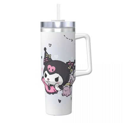 MINISO Kuromi Stainless Steel Tumbler | Sanrio Anime Insulated Travel Mug | Hot & Cold Drinks