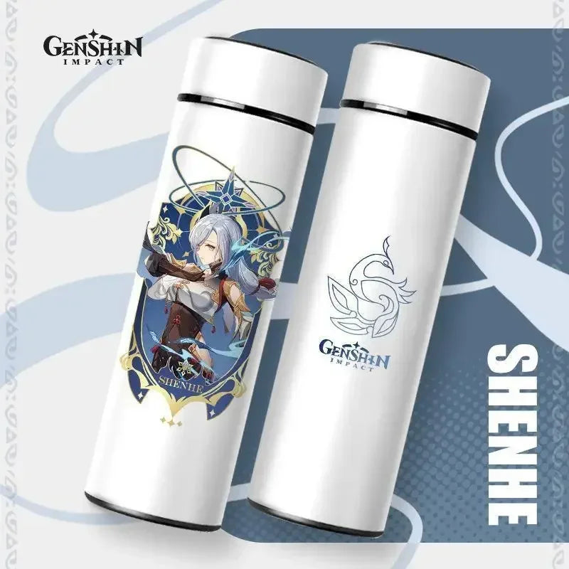 500ml Genshin Impact Vacuum Insulated Bottle Temperature Display Vacuum High Capacity Stainless Steel Thermos Cup Anime Gifts