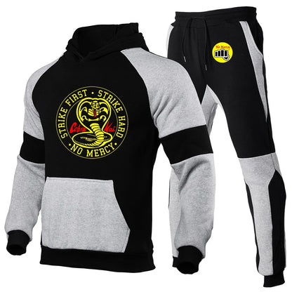 2024 Cobra kai Men New Fashion Cotton Long Sleeve Splicing Hoodies Sportswear Tracksuit Trouser Hoodie Pullover Two Jogging Suit