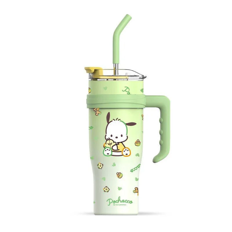 Sanrio Water Bottle 1200ml, Cute Hello Kitty Kuromi Cinnamoroll Melody Stainless Steel Insulated Tumbler with Straw, Gift Idea, Stanley Tumbler Style