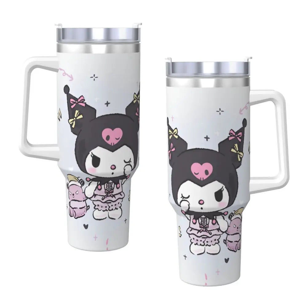 MINISO Kuromi Stainless Steel Tumbler | Sanrio Anime Insulated Travel Mug | Hot & Cold Drinks