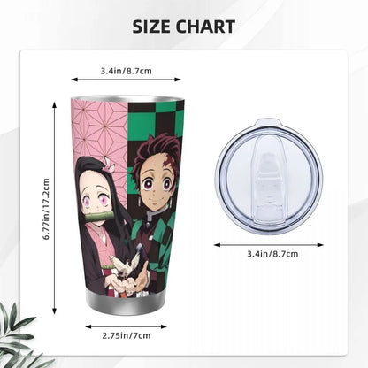 Close-up: Nezuko & Tanjiro Demon Slayer Tumbler Lid Detail (Focuses on a specific feature, good for a close-up image)