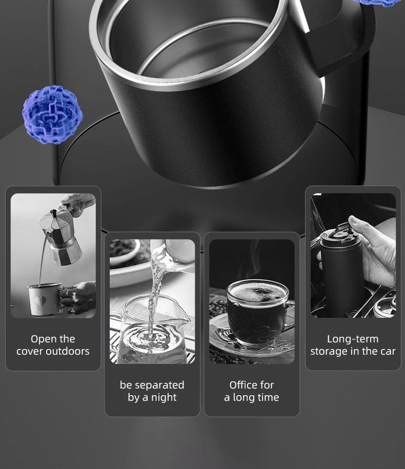 nRMei Hot/Cold Thermos Bottle, Stainless Steel, Digital Temperature, Tea Strainer, Rope