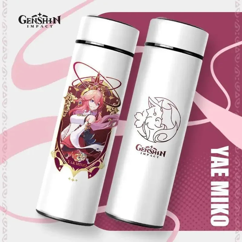 500ml Genshin Impact Vacuum Insulated Bottle Temperature Display Vacuum High Capacity Stainless Steel Thermos Cup Anime Gifts