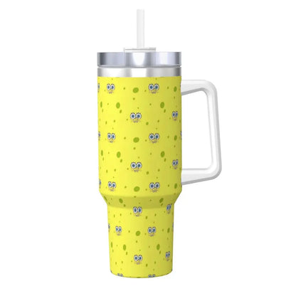 Stanley Tumbler 3D Funny Anime Stainless Steel Spongebob Cartoon Thermal Cup with Straw and Lid, Large Mug, Cold Drink Water Bottle, Owala Tumbler