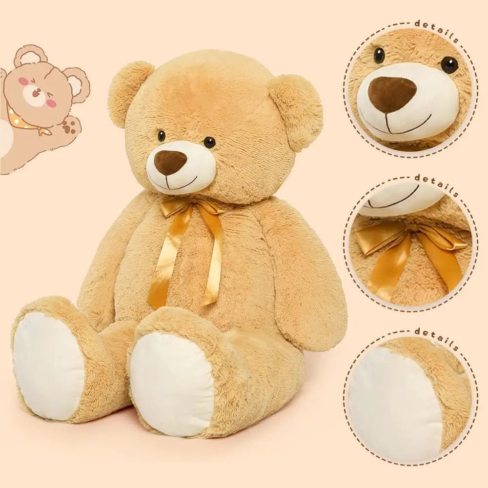 Tezituor 52" Teddy Bear: Soft Plush, Light Brown Fur Detail