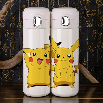 Pikachu Stainless Steel Bottle - Lid detail, secure locking mechanism, Pokemon branding.