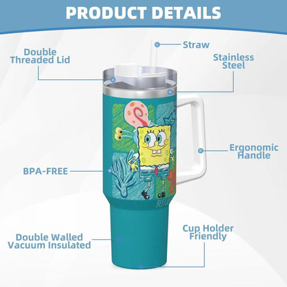 3D Spongebob Tumbler: Ice cubes in tumbler showcasing insulation capabilities.