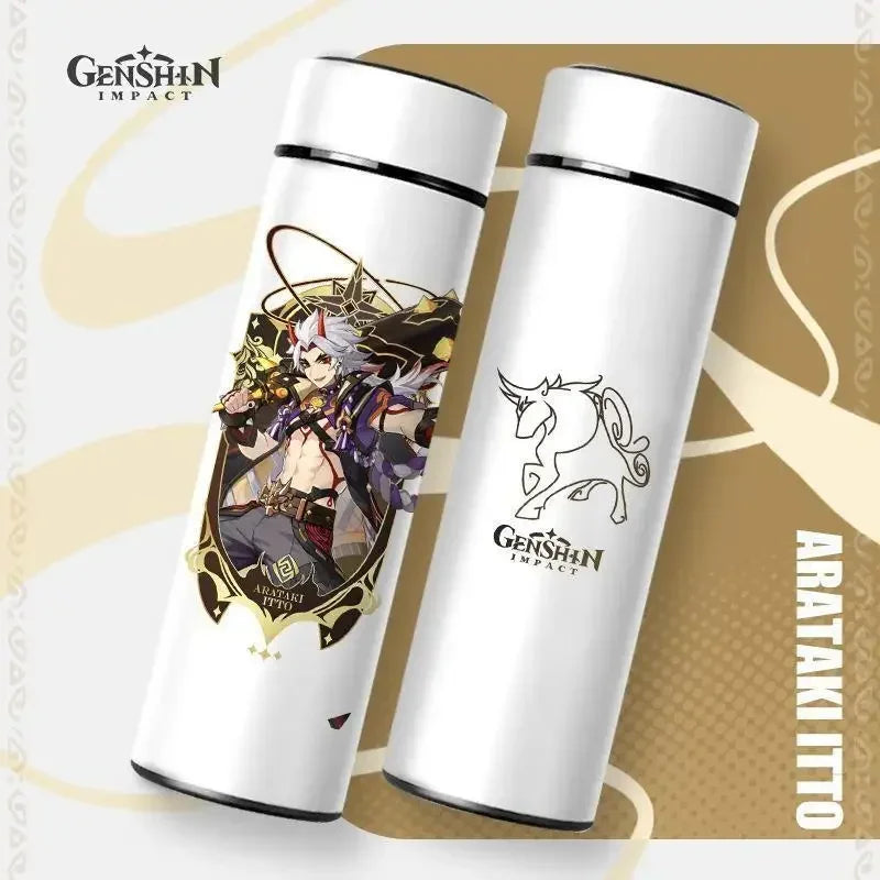 500ml Genshin Impact Vacuum Insulated Bottle Temperature Display Vacuum High Capacity Stainless Steel Thermos Cup Anime Gifts