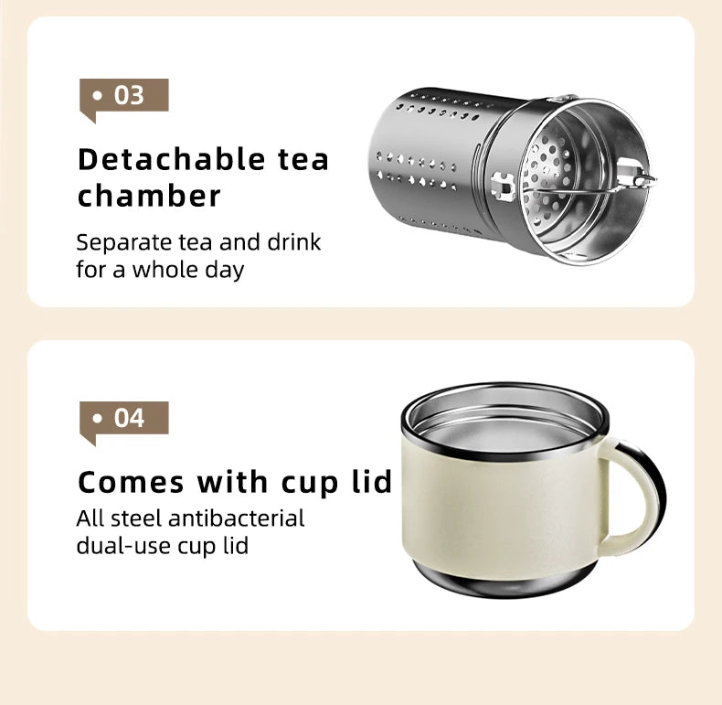 750ml Stainless Steel Thermal Bottle, Temperature Display, Tea Filter Included