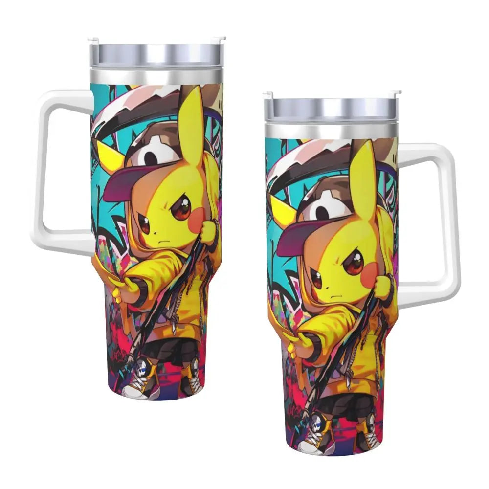 Pokémon Stainless Steel Tumbler | Insulated Water Bottle | Anime Cartoon Print | Cold Drinks & Coffee | Customizable Travel Mug